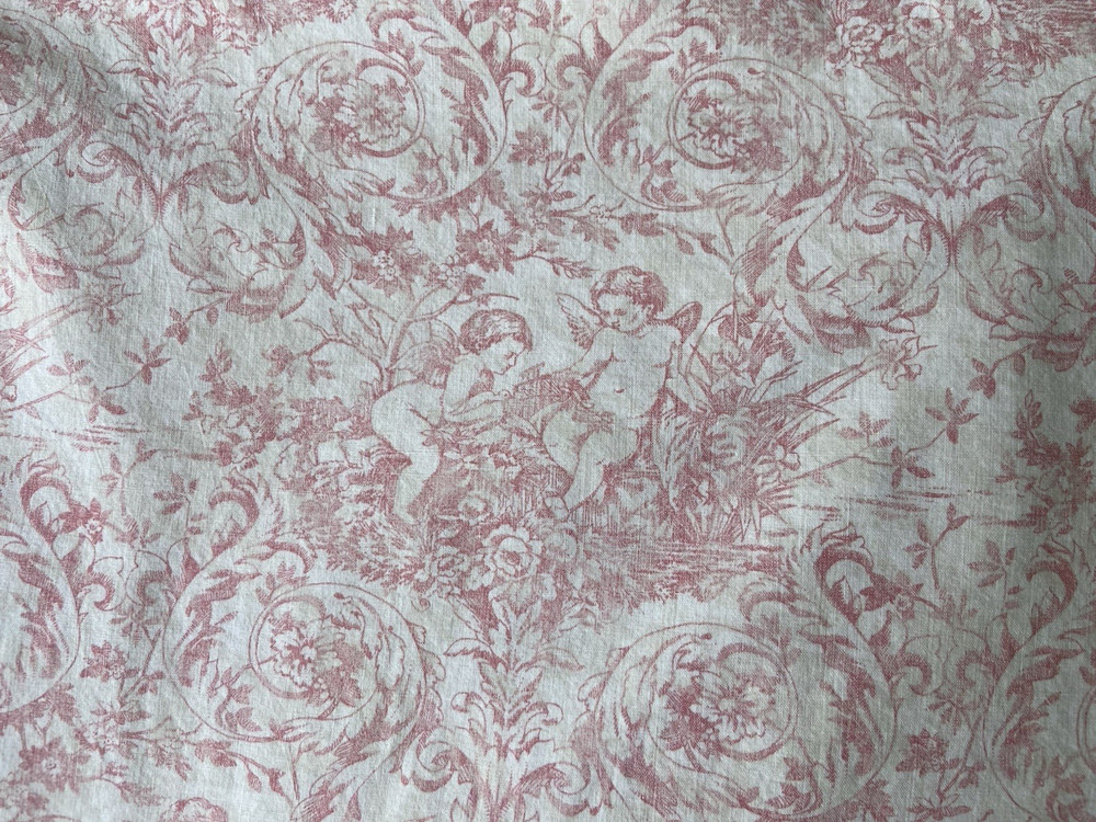 Pink Cherib Toile+Stripes Duvet Cover 84×84 CUTTER Nancy Koltes Fine Linen Italy