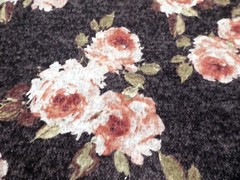Heathered Charcoal Cozy Knit with Vintage Roses Floral Print