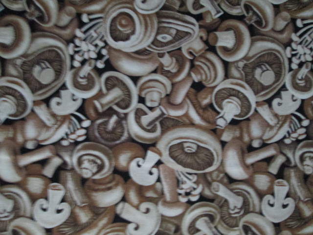 Mushrooms Mushroom Caps Snacks Cooking Food Cotton Fabric FQ