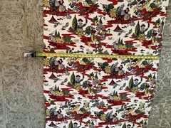 Vtg. Scenic Nature Print Fabric Yardage Cut Piece Houses 133 inches x 33 inches
