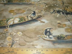 3 YDS REGAL ASIAN ORIENTAL GEISHA BOAT DIGITAL PRINT UPHOLSTERY FABRIC FOR LESS