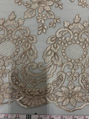 Elise TAUPE Polyester Corded Floral Embroidery on Mesh Lace Fabric by the Yard