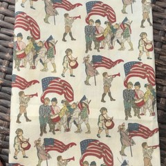 Indygo Junction Cotton Fabric Americana American Flag Print Cream Red Blue 17×22