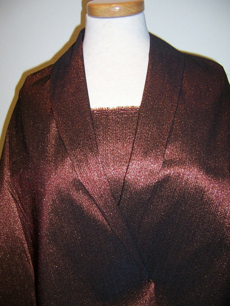 DAZZLING DESIGNER FABRIC ITALIAN BLACK SUITING COMLETELY SHOT IN COPPER METALLIC