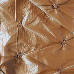 Vintage Luxury Home Decorating Fabric Ruched Copper Brown Shimmer w Blue 2.1 yds