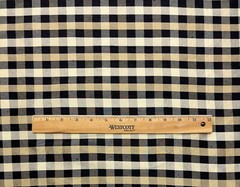 DUPIONI SMALL CHECK BLACK CREAM BEIGE 100% SILK MULTIPURPOSE FABRIC BY YARD 54″W