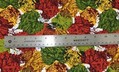 Autumn Leaves Green Golden Yellow Red on White 3 Y Cotton Fabric