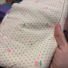 23” Cotton Twill Fabric White Cherry Polka Dot Print Medium Remnant 56”wide