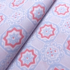 Blue Coral Mosaic Tile Diamond Print Cotton Fabric 58″ By The Yard