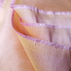 PINK LEMONADE FAUX SILK DUPIONI FABRIC 58″ TWO TONE PINK YELLOW BY THE YARD