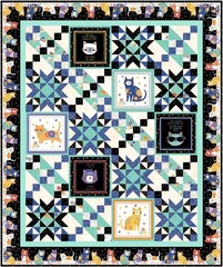 Wilmington Prints – Fe-Line Frisky – Repeating Border Stripe – Multi, Fabric BTY