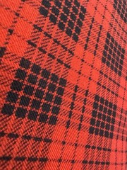 Vintage Red Black Homespun Check Plaid Cotton Fabric 5+ YARDS 42″W Country Farm