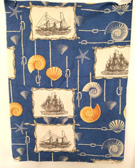 Jo-Ann Fabrics New Material 33×55 inches Ships & Shells on Blue Crafts Quilt Sew