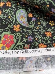 Cotton Fabric Black Petals Paisleys Floral 2.33 Yards 44″ Wide Moda Brawner