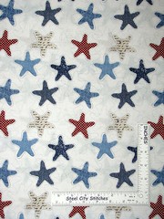 Nautical Starfish Sea Ocean Fabric Last Yard Beach Star Fish Cotton Anchors Away