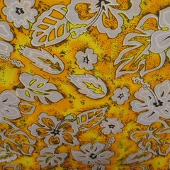 Cotton Fabric Grey Medium Floral on Yellow Orange 1yd x 56 quilt craft
