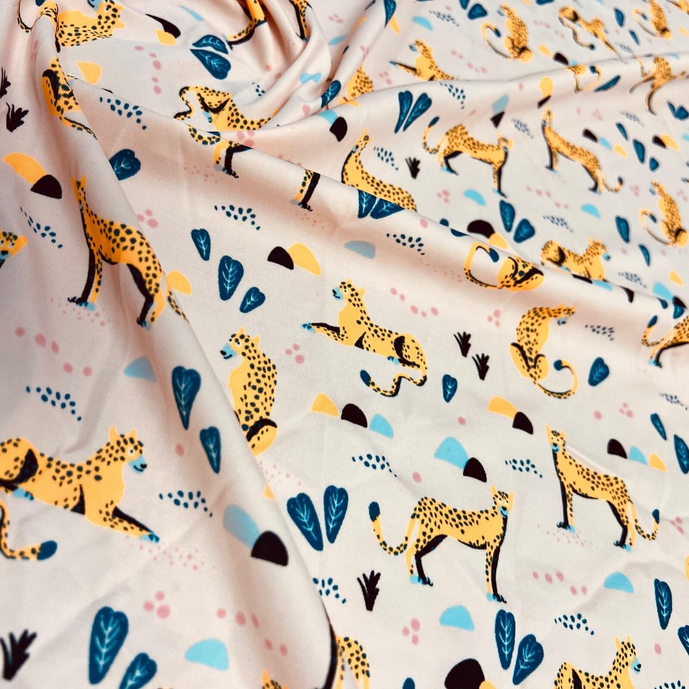 Tigers background Baby Pink Print Nylon Spandex Fabric 4 Way Stretch
