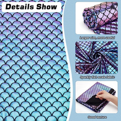 Mermaid Scales Fabric 39.4X59 Inch Sea Green Hologram 2 Way