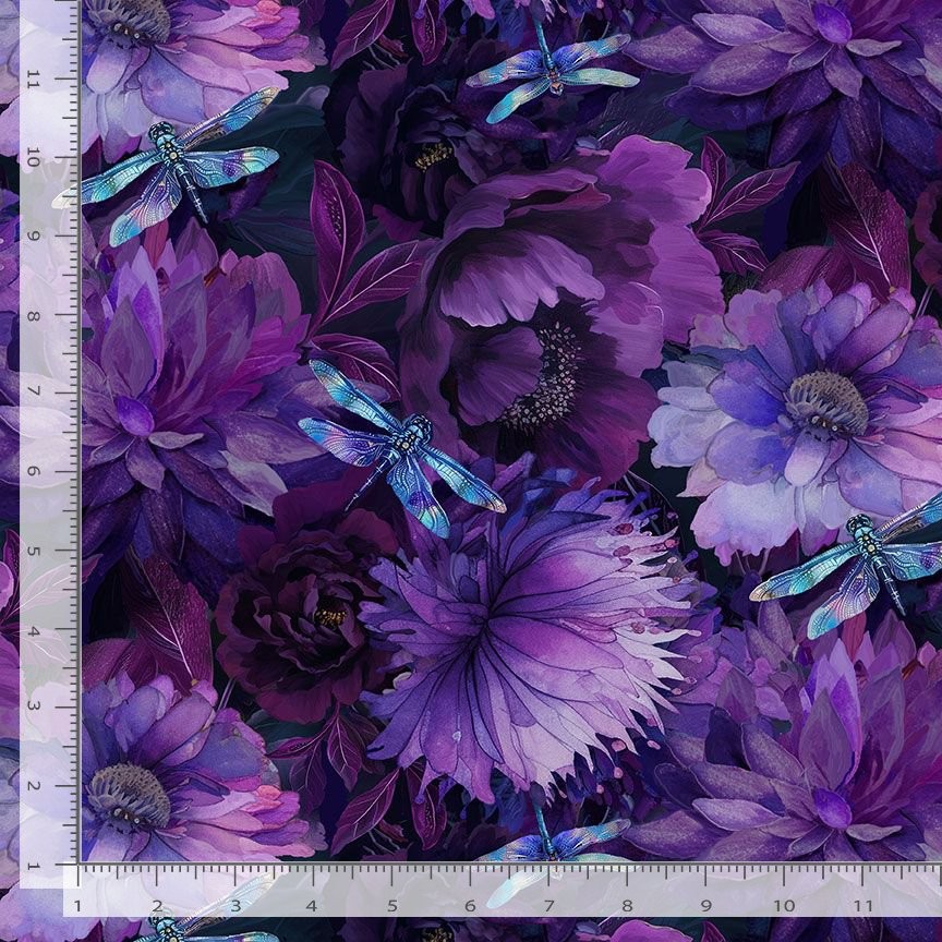 108″ Wide Back Fabric | Dragonfly Mist Floral Purple | Timeless Treasures YARD