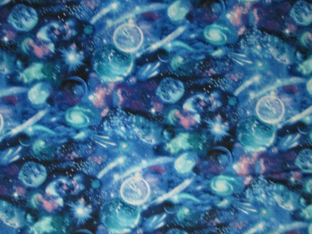 Galaxy Planets Stars Lights Space Blue Purple Colors Cotton Fabric FQ