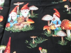 2 half yd fabric pieces OOP unique Michael Miller gnomes traveler and mushrooms