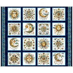 Bohemian Sunrise By Quilting Treasures – Navy Celestial Patches Panel #31087-N
