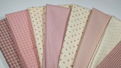 Pink Mauve Tiny Plaid Check Vintage Primitive Calico Quilt Doll Fabric Lot 4 yds