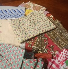 Quilting Fabric Scraps, Cotton, Some Feedsack, Assorted Quilting Fabric Lot