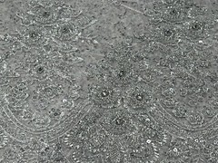 Silver White Heavy Beaded Sequins Embroidery Bridal Lace Fabric 50” Width 1 Yard