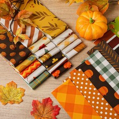 Hahafelt 60 Pcs Jelly Fall Thanksgiving Fabric Roll 2.6 x 40″ Cotton Fabric S…