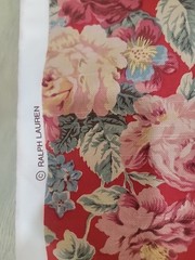 NEW RALPH LAUREN Red Floral Upholstery Fabric Cotton 2 1/4 YARDS (80″), UNCUT HT