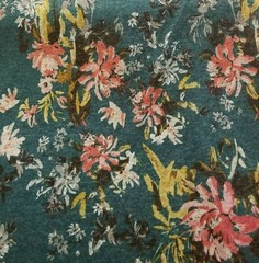 Heathered Teal Cozy Knit with Sweet Floral Print