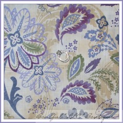 BonEful Fabric FQ Cotton Quilt Flower Green Leaf Toile Purple Tan Brown Nautral