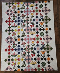 WINDHAM Fabrics CALICO GARDEN Shelburne Museum Cheater Quilt Squares 54″ L x 44″