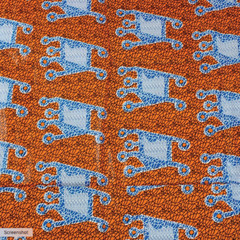 African Traditional Wax Print Tangle Orange & Blue Cotton Fabric By The Yard
