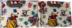 Alice in Wonderland Scrap 8″x22” Cotton Fabric Fat eighth Cat Queen Mad Hatter