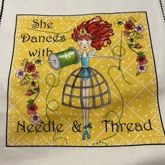 Sewing Theme Fabric Panel Squares, Pillow Fabric Squares
