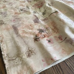 Elegant Jacquard Silk/Satin Blend Upholstery Fabric Beige Pink Floral 58″x 53″