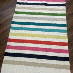 Kate Spade Candy Stripe Fabric Panel Cut Duvet Salvage, 100% Cotton Waffle Weave