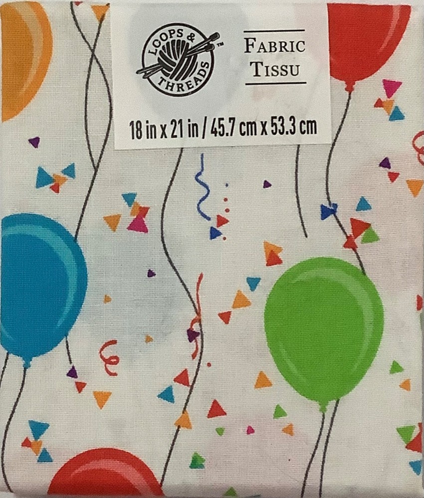 Loops and Threads Fabric Tissu, 100% Cotton, 18″ X 21″, Party Balloons Theme