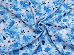 55” Wide By Yard Blue Floral Viscose Fabric Dress Gown Robes Material Rayon