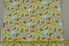 By 1/2 Yd, Colorful Snacks on Yellow Quilt Cotton, Studio e, Circus, B1689