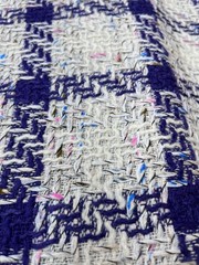 $36 for 2 Yard 100% Real Wool Coating Italian Fabric Ivor/Purple Boucle Plaid