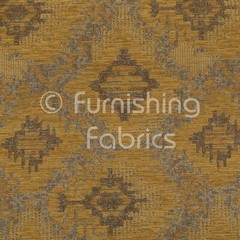 Faded Kilim Traditional Pattern Yellow Chenille Colour Furnishing Curtain Fabric