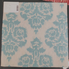 DURALEE Ikat in Aquamarine 17 1/4 x 17 3/8″ Woven Damask Fabric Sample