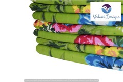 10 Yard Green Hand Block Floral Cotton Fabric Dressmaking Sewing