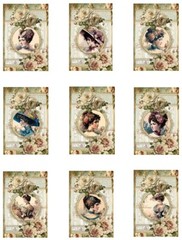 Victorian Ladies & Roses A MULTI-SIZE SET Cotton Fabric Quilt Blocks