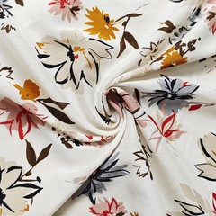 Floral Silk Cotton Blend Fabric Retro Shirt Dress Material Mulberry Silk Cotton
