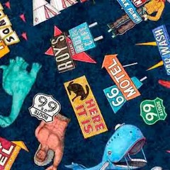 Route 66 Icons – 1 yard price! – Continuous yards available.