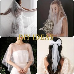 50x155cm Pearl Mesh Tulle Fabrics for DIY Sew Wedding Dress Robe Floral Backdrop